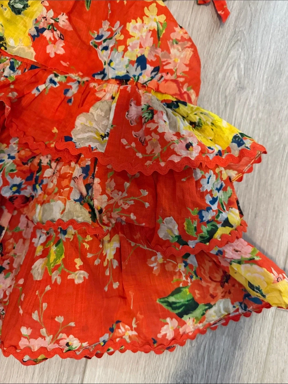 Zimmermann size 2 Red Floral Tiered Sundress